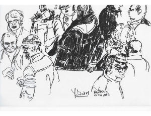 Croquis d'Yvette Andres à la cidrerie
